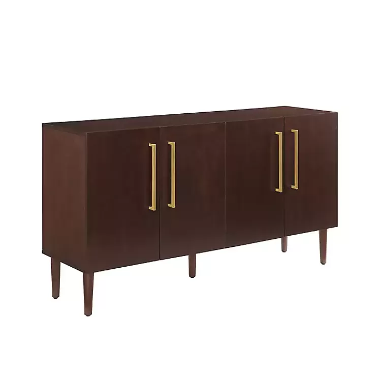 Brown Wood and Gold 4-Door Cabinet>Kirklands Home Shop