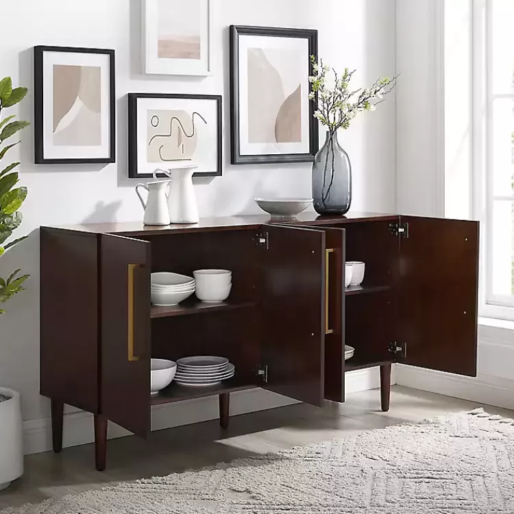 brown_wood_and_gold_door_cabinet_6.webp Brown Wood and Gold 4-Door Cabinet>Kirklands Home Shop