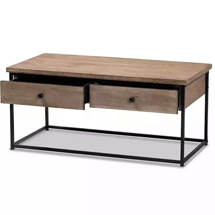 Wood and Metal 2-Drawer Coffee Table>Kirklands Home Cheap