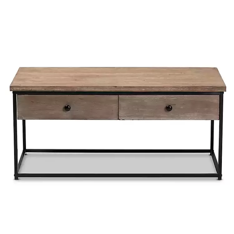 brown_wood_and_metal_drawer_coffee_table_2.webp Wood and Metal 2-Drawer Coffee Table>Kirklands Home Cheap
