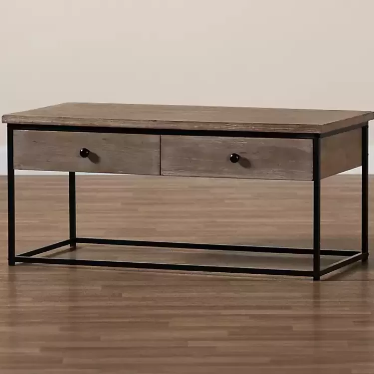 brown_wood_and_metal_drawer_coffee_table_8.webp Wood and Metal 2-Drawer Coffee Table>Kirklands Home Cheap