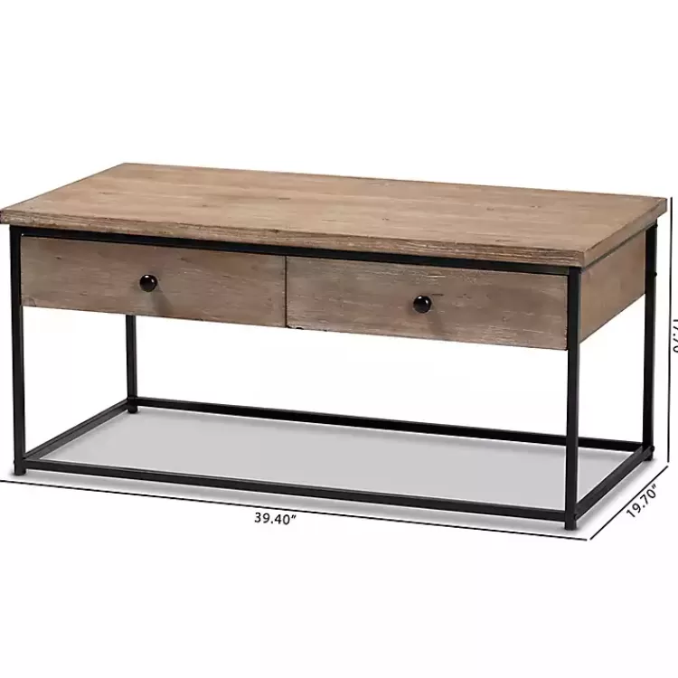brown_wood_and_metal_drawer_coffee_table_9.webp Wood and Metal 2-Drawer Coffee Table>Kirklands Home Cheap