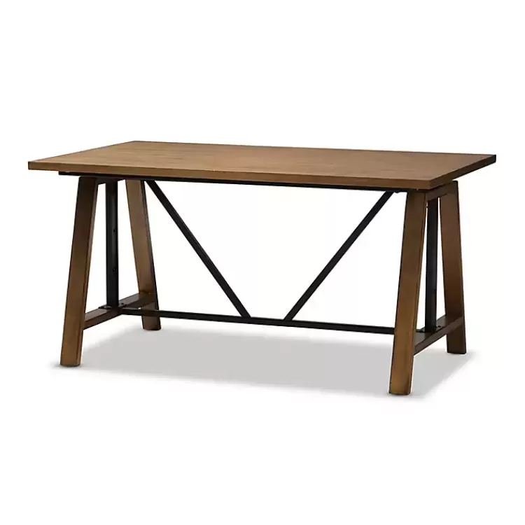 Brown Wood and Metal Linear Base Desk>Kirklands Home Clearance