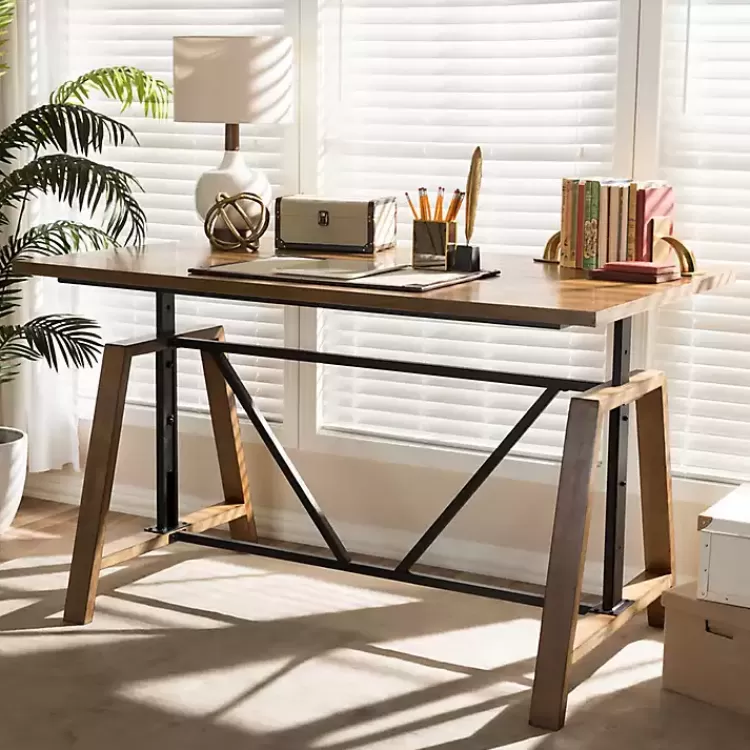 brown_wood_and_metal_linear_base_desk_7.webp Brown Wood and Metal Linear Base Desk>Kirklands Home Clearance