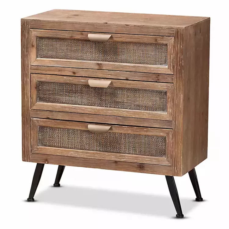 Wood and Rattan 3-Drawer Cabinet>Kirklands Home Online