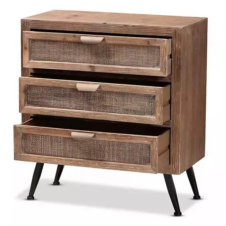 Wood and Rattan 3-Drawer Cabinet>Kirklands Home Online