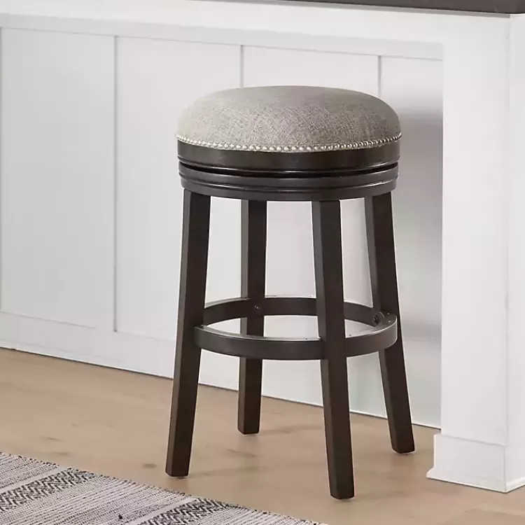 Brown Wood Backless Swivel Bar Stool>Kirklands Home Discount