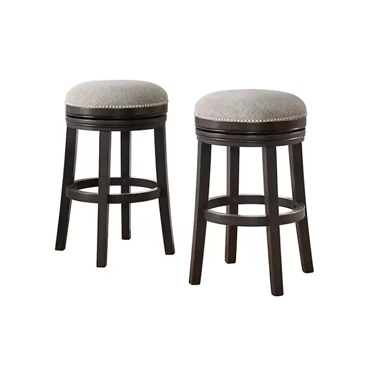 Brown Wood Backless Swivel 2-pc. Bar Stool Set>Kirklands Home Flash Sale