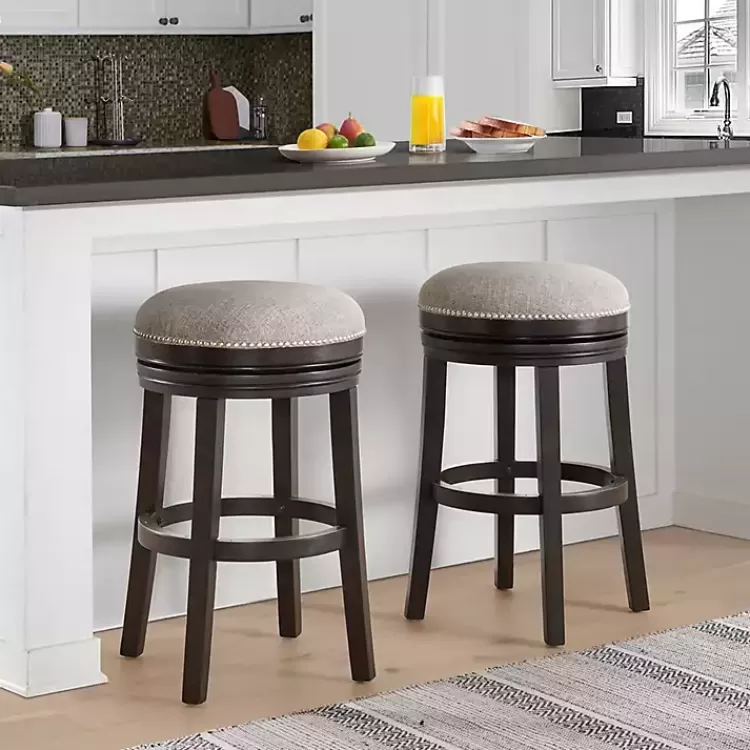 Brown Wood Backless Swivel 2-pc. Bar Stool Set>Kirklands Home Flash Sale