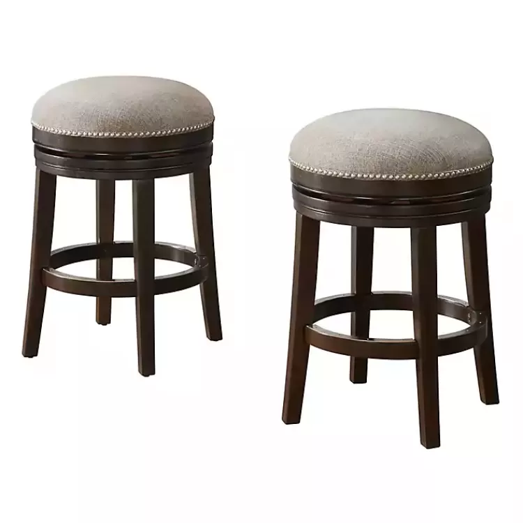 Brown Wood Backless Swivel 2-pc. Counter Stool Set>Kirklands Home Store