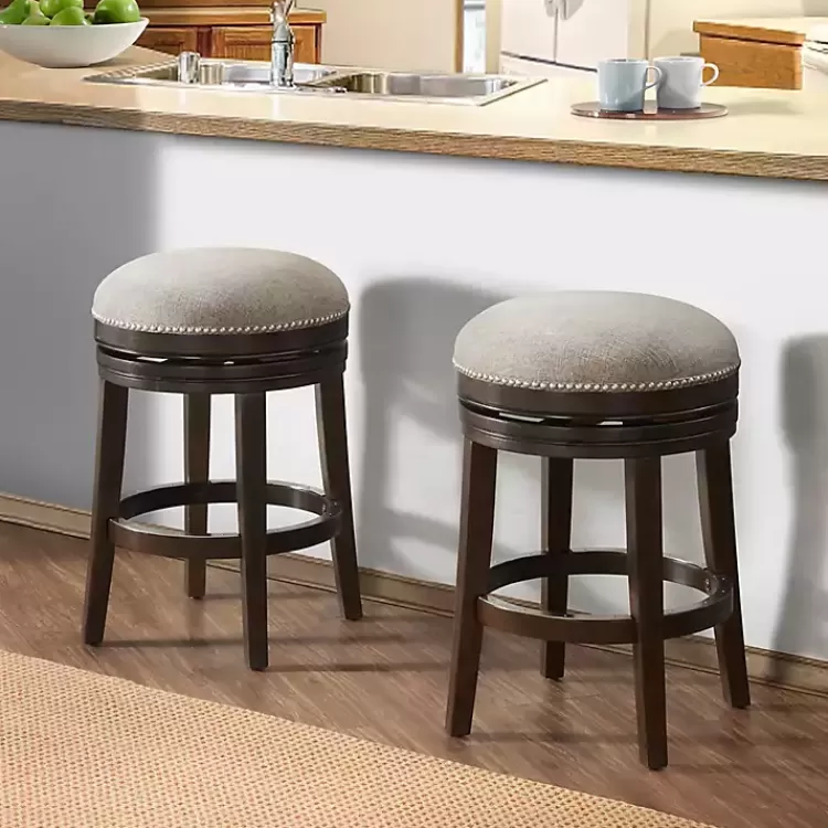 Brown Wood Backless Swivel 2-pc. Counter Stool Set>Kirklands Home Store