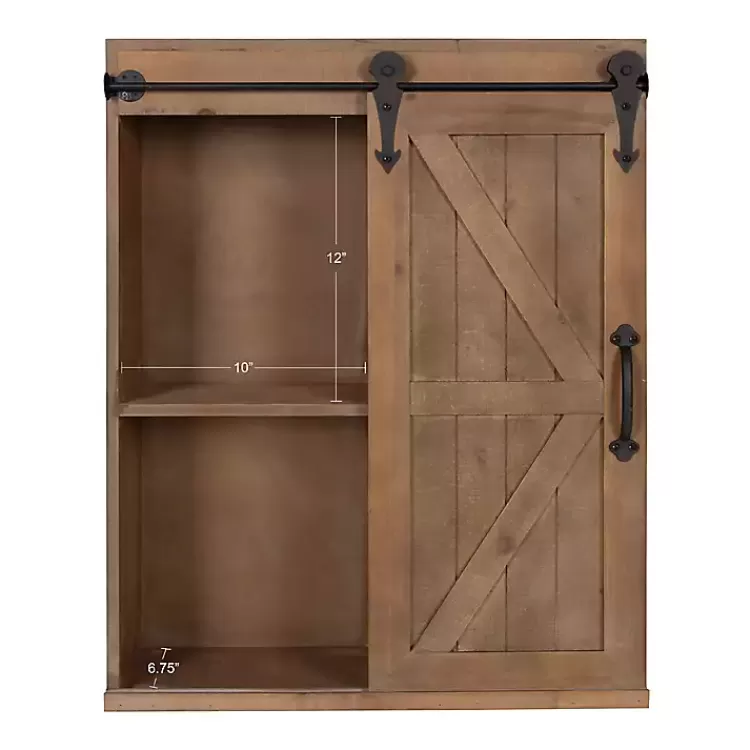 brown_wood_barn_door_shelf_wall_cabinet_2.webp Wood Barn Door 5-Shelf Wall Cabinet>Kirklands Home Fashion