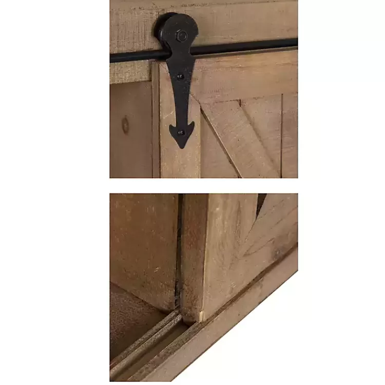 brown_wood_barn_door_shelf_wall_cabinet_4.webp Wood Barn Door 5-Shelf Wall Cabinet>Kirklands Home Fashion