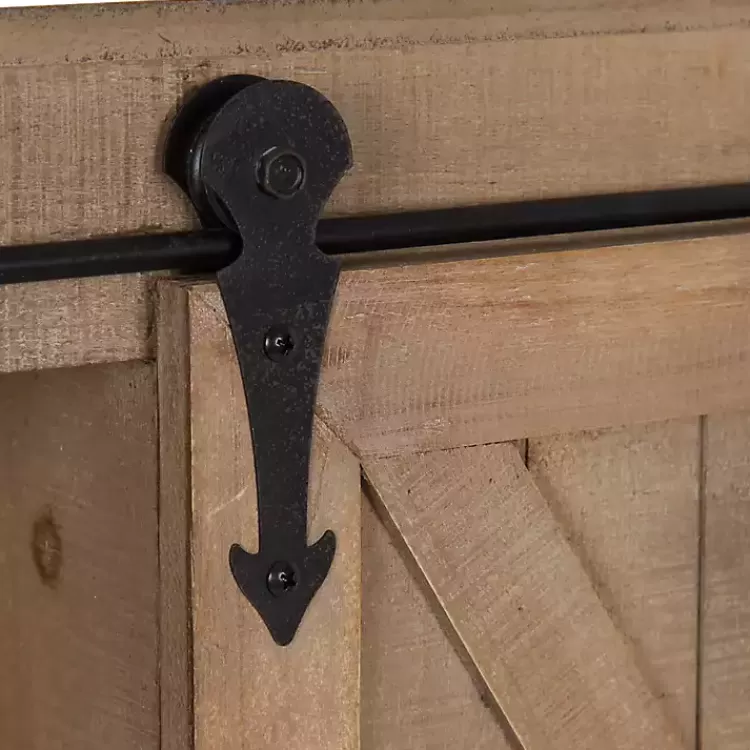 brown_wood_barn_door_shelf_wall_cabinet_9.webp Wood Barn Door 5-Shelf Wall Cabinet>Kirklands Home Fashion