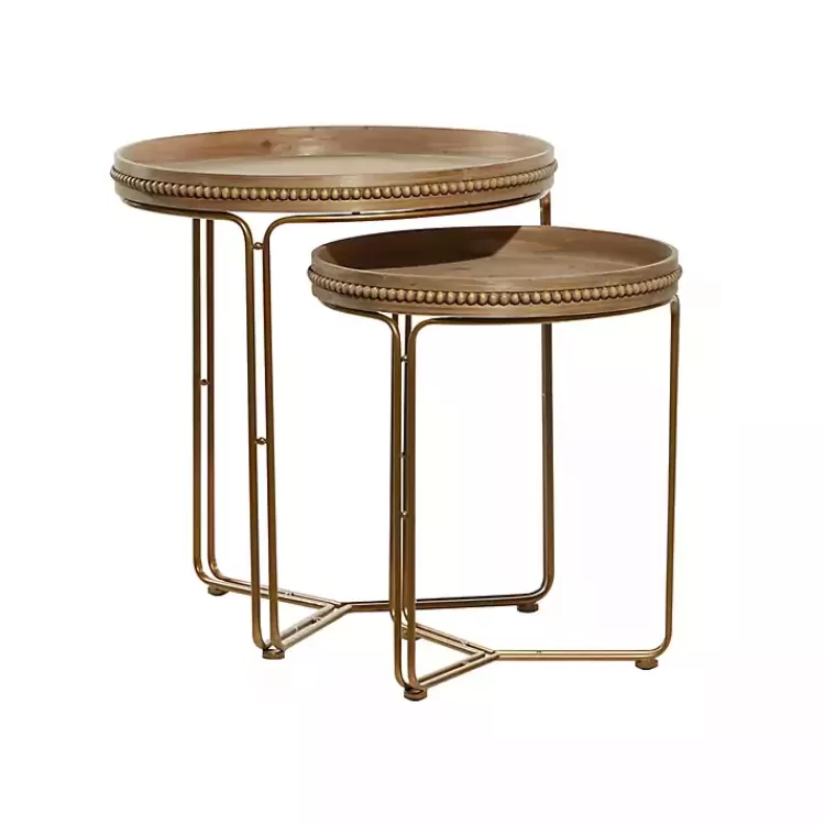 Wood Beaded Nesting Side Tables, Set of 2>Kirklands Home Online