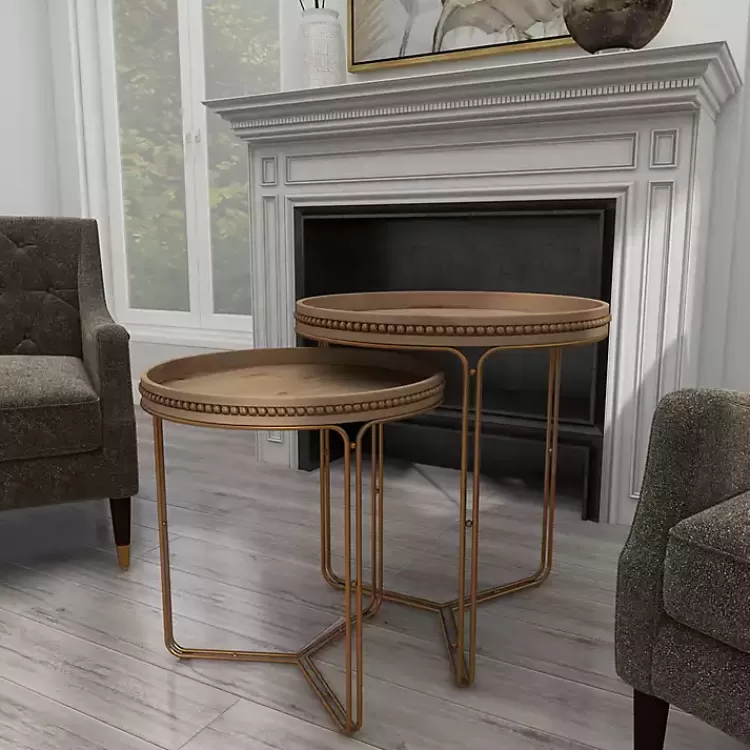brown_wood_beaded_nesting_side_tables_set_of__8.webp Wood Beaded Nesting Side Tables, Set of 2>Kirklands Home Online
