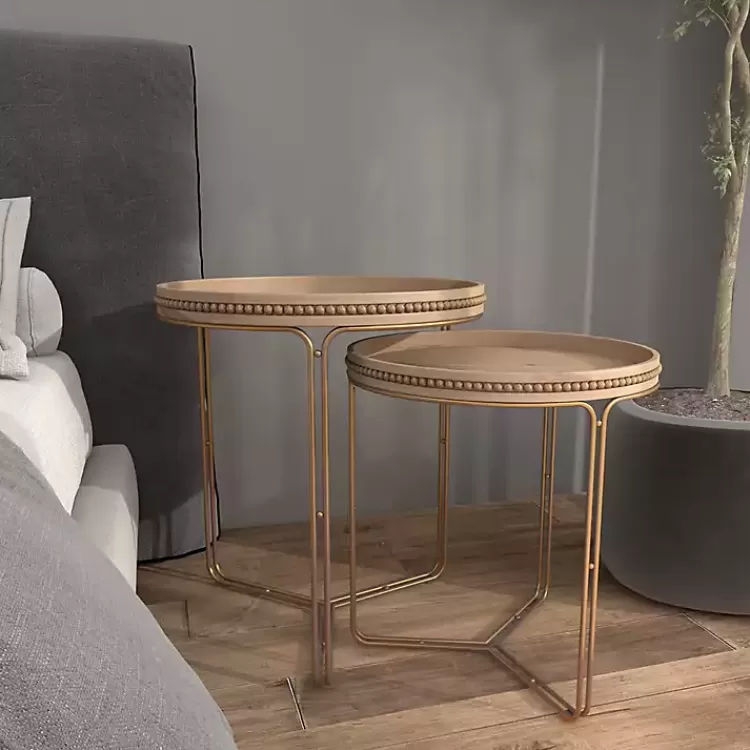 brown_wood_beaded_nesting_side_tables_set_of__9.webp Wood Beaded Nesting Side Tables, Set of 2>Kirklands Home Online
