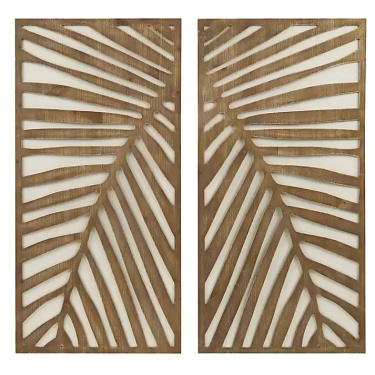Brown Wood Birch Palms Wall Plaques, Set of 2>Kirklands Home Shop