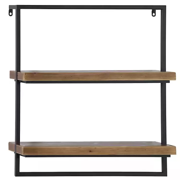 Brown Wood Black Metal Frame Wall Shelves>Kirklands Home Sale