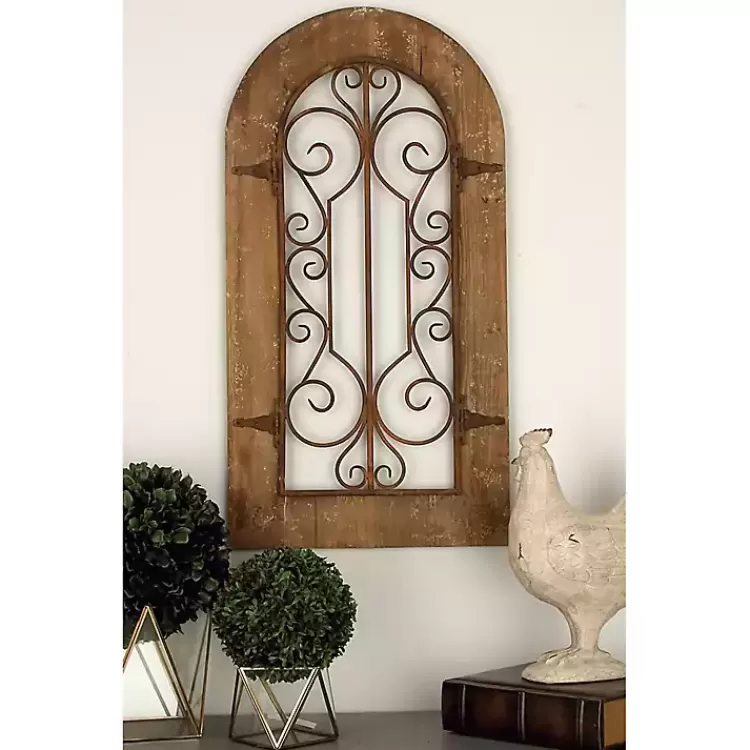 Wood Black Metal Scrollwork Wall Plaque>Kirklands Home Cheap