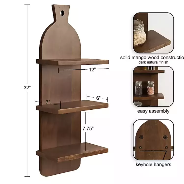 Brown Wood Board Tiered Wall Shelf>Kirklands Home Discount