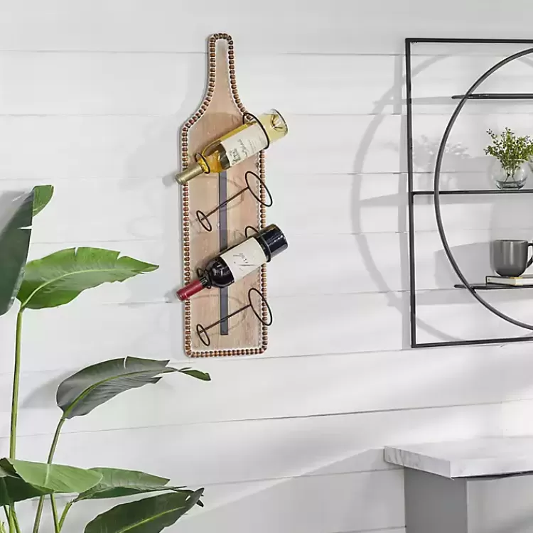 Brown Wood Bottle Frame Metal Bracket Wine Holder>Kirklands Home Cheap