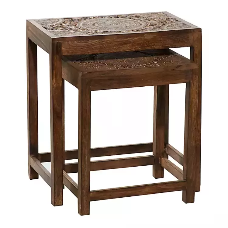 Wood Carved Floral Nesting Tables, Set of 2>Kirklands Home Hot