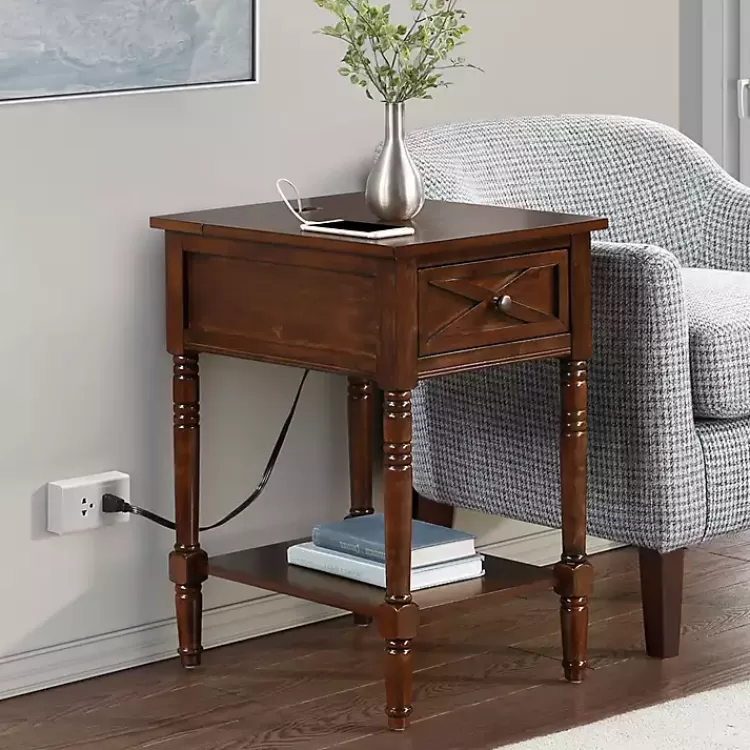 Wood Charging Traditional Accent Table>Kirklands Home Clearance