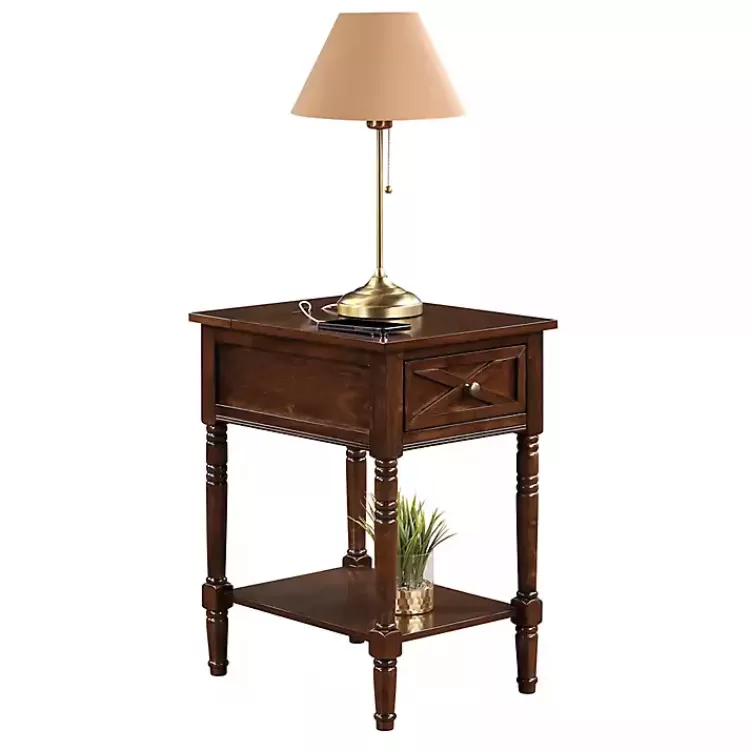 brown_wood_charging_traditional_accent_table_2.webp Wood Charging Traditional Accent Table>Kirklands Home Clearance