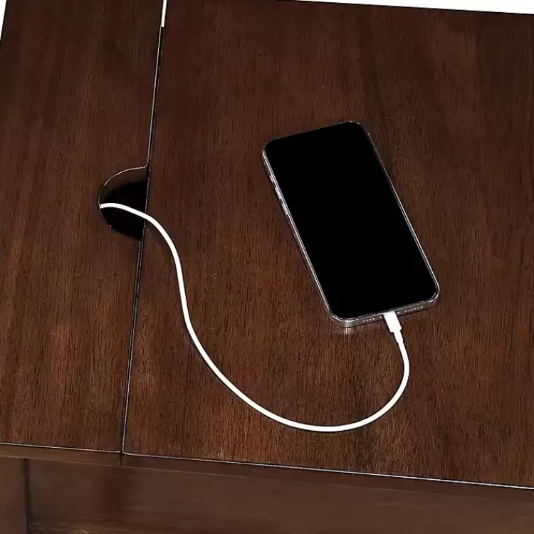 brown_wood_charging_traditional_accent_table_4.webp Wood Charging Traditional Accent Table>Kirklands Home Clearance