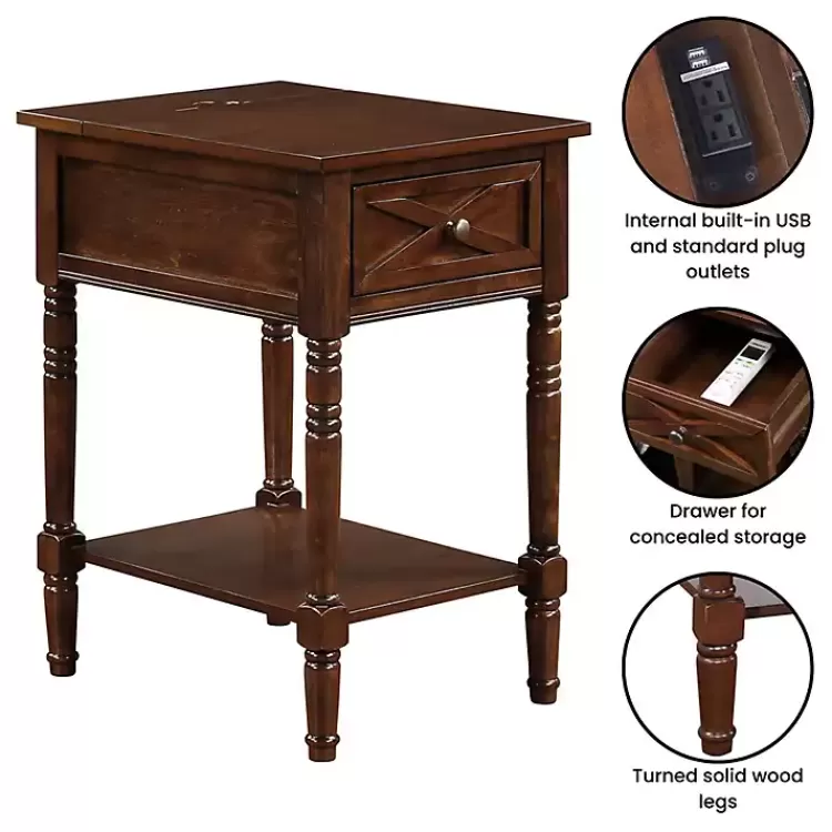 brown_wood_charging_traditional_accent_table_5.webp Wood Charging Traditional Accent Table>Kirklands Home Clearance