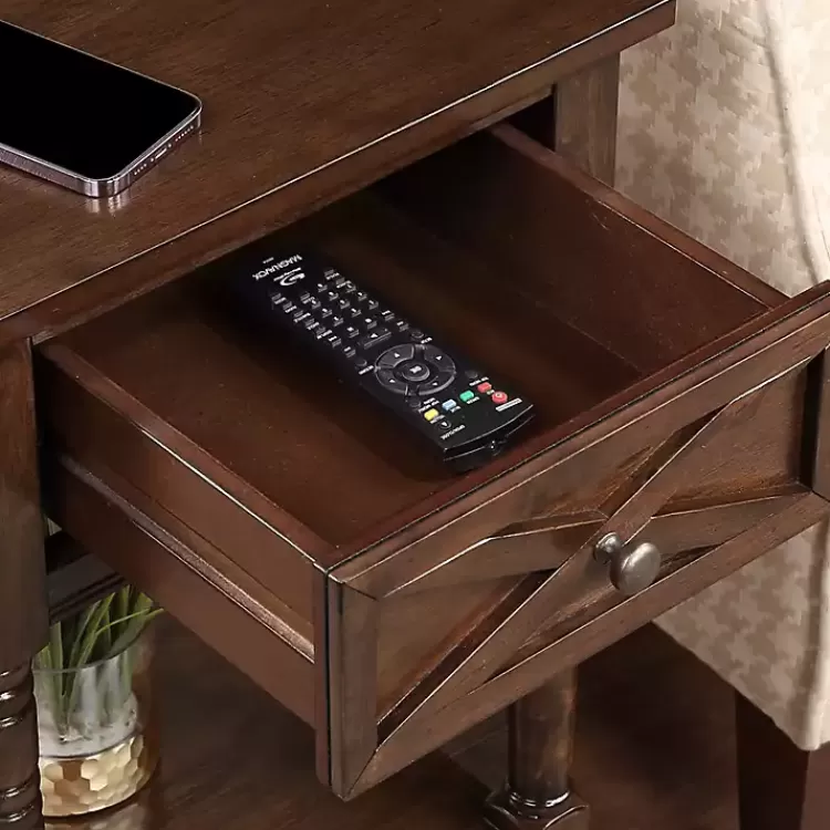 brown_wood_charging_traditional_accent_table_6.webp Wood Charging Traditional Accent Table>Kirklands Home Clearance
