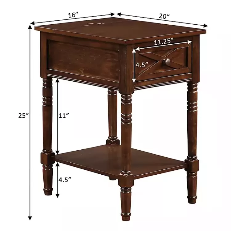 brown_wood_charging_traditional_accent_table_8.webp Wood Charging Traditional Accent Table>Kirklands Home Clearance