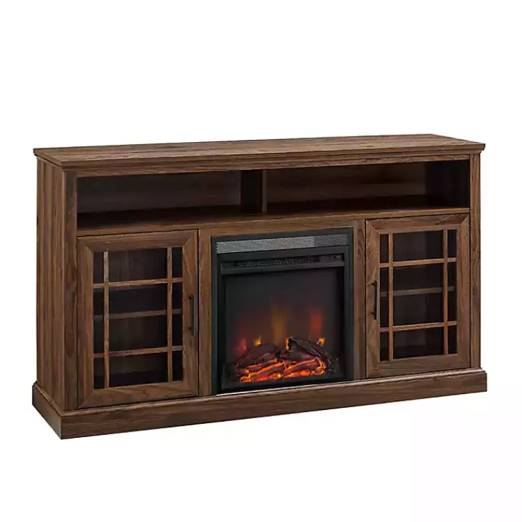brown_wood_door_led_fireplace_cabinet_2.webp Wood 2-Door LED Fireplace Cabinet>Kirklands Home Cheap
