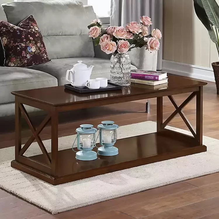 Wood Double X Sides Coffee Table>Kirklands Home Store