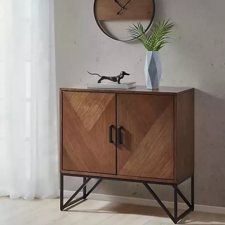 Brown Wood Frame Metal Base 2-Door Cabinet>Kirklands Home Store