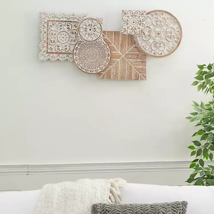 Brown Wood Geometric Layered Shapes Wall Plaque>Kirklands Home Flash Sale