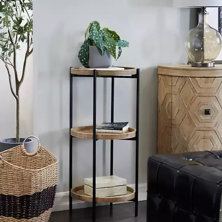 Wood Mesh Woven 3-Tier Accent Table>Kirklands Home Clearance