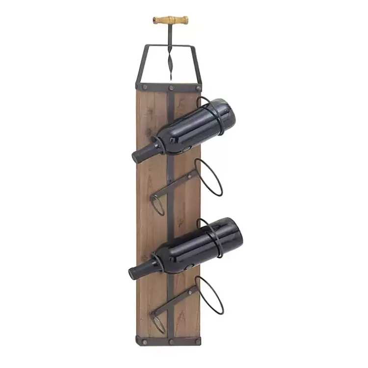 Wood Panel Black Metal Wine Rack>Kirklands Home Discount