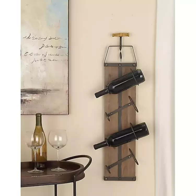Wood Panel Black Metal Wine Rack>Kirklands Home Discount