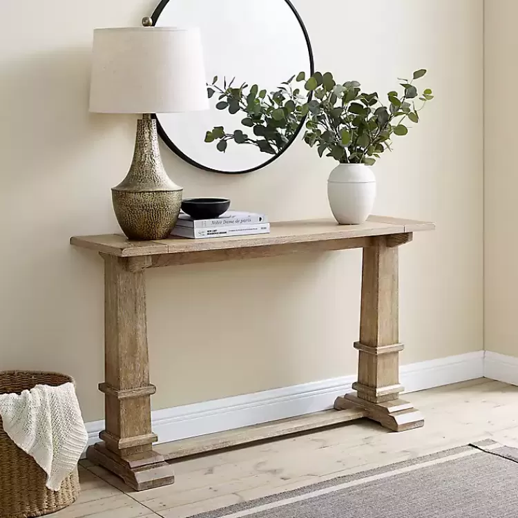 brown_wood_pedestal_base_console_table_2.webp Brown Wood Pedestal Base Console Table>Kirklands Home Fashion