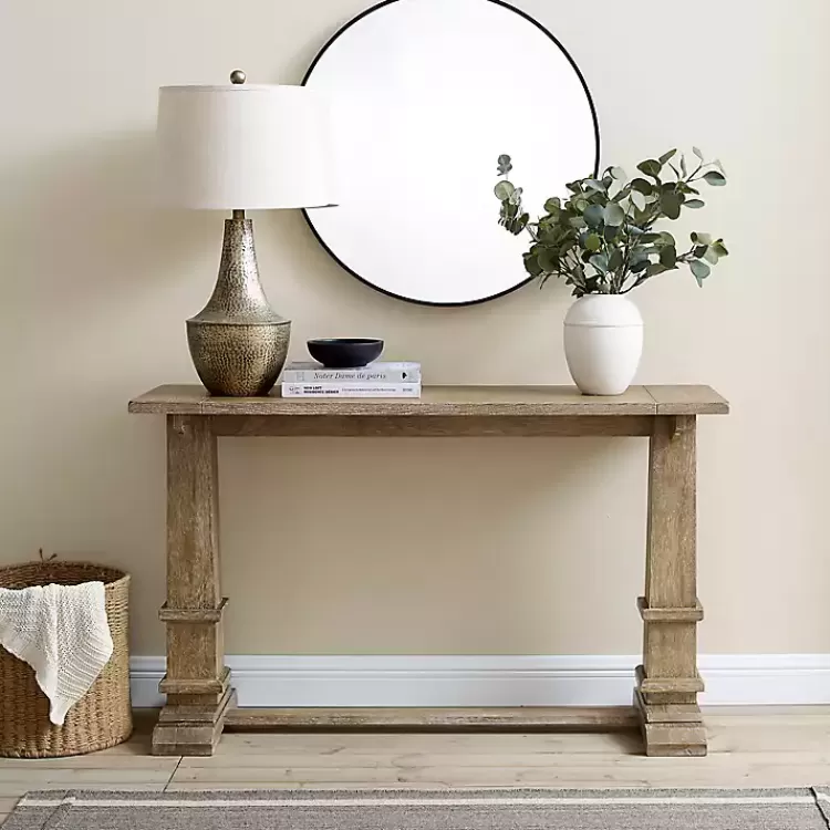 brown_wood_pedestal_base_console_table_3.webp Brown Wood Pedestal Base Console Table>Kirklands Home Fashion