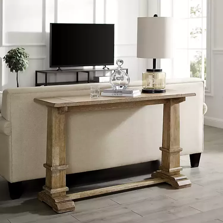 brown_wood_pedestal_base_console_table_5.webp Brown Wood Pedestal Base Console Table>Kirklands Home Fashion