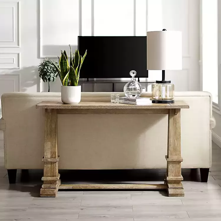 brown_wood_pedestal_base_console_table_6.webp Brown Wood Pedestal Base Console Table>Kirklands Home Fashion