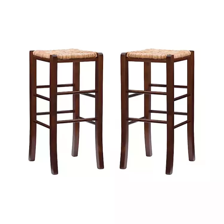 Wood Seagrass Backless 2-pc. Bar Stool Set>Kirklands Home Hot