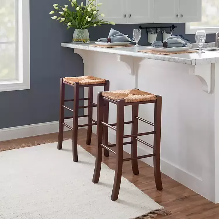 Wood Seagrass Backless 2-pc. Bar Stool Set>Kirklands Home Hot