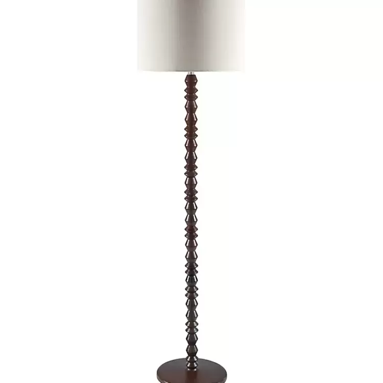 Wood Spindle Paduak Floor Lamp>Kirklands Home Online