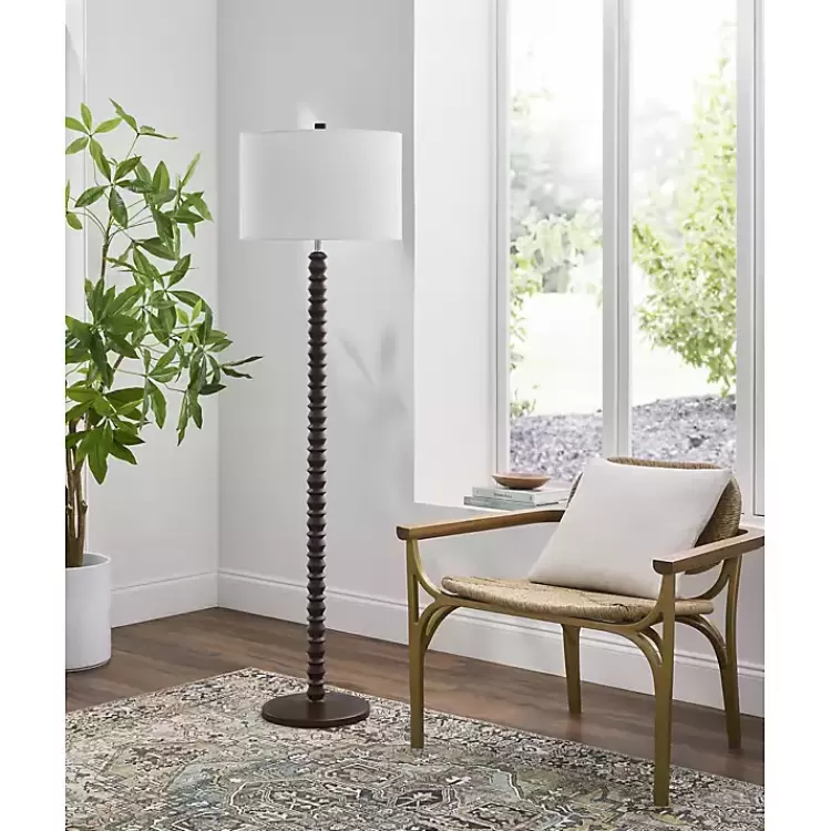 Wood Spindle Paduak Floor Lamp>Kirklands Home Online