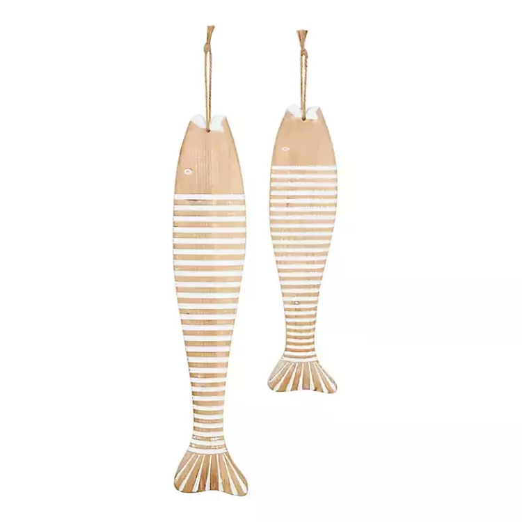 Wood Striped Fish Wall Plaques, Set of 2>Kirklands Home Flash Sale