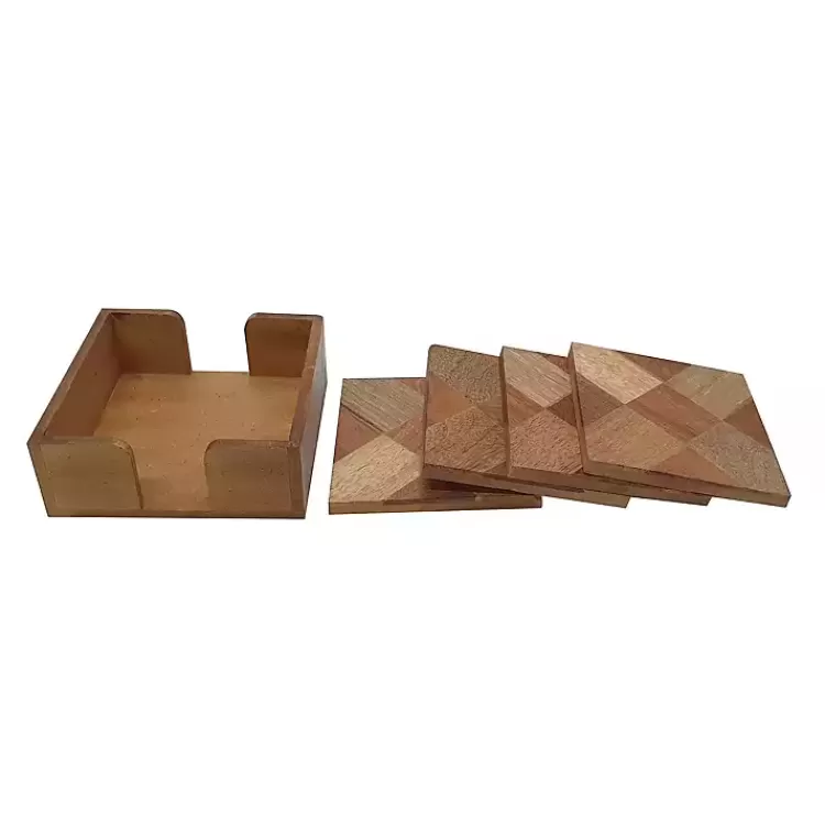 Wood Tile Coasters and Holder, Set of 5>Kirklands Home Cheap
